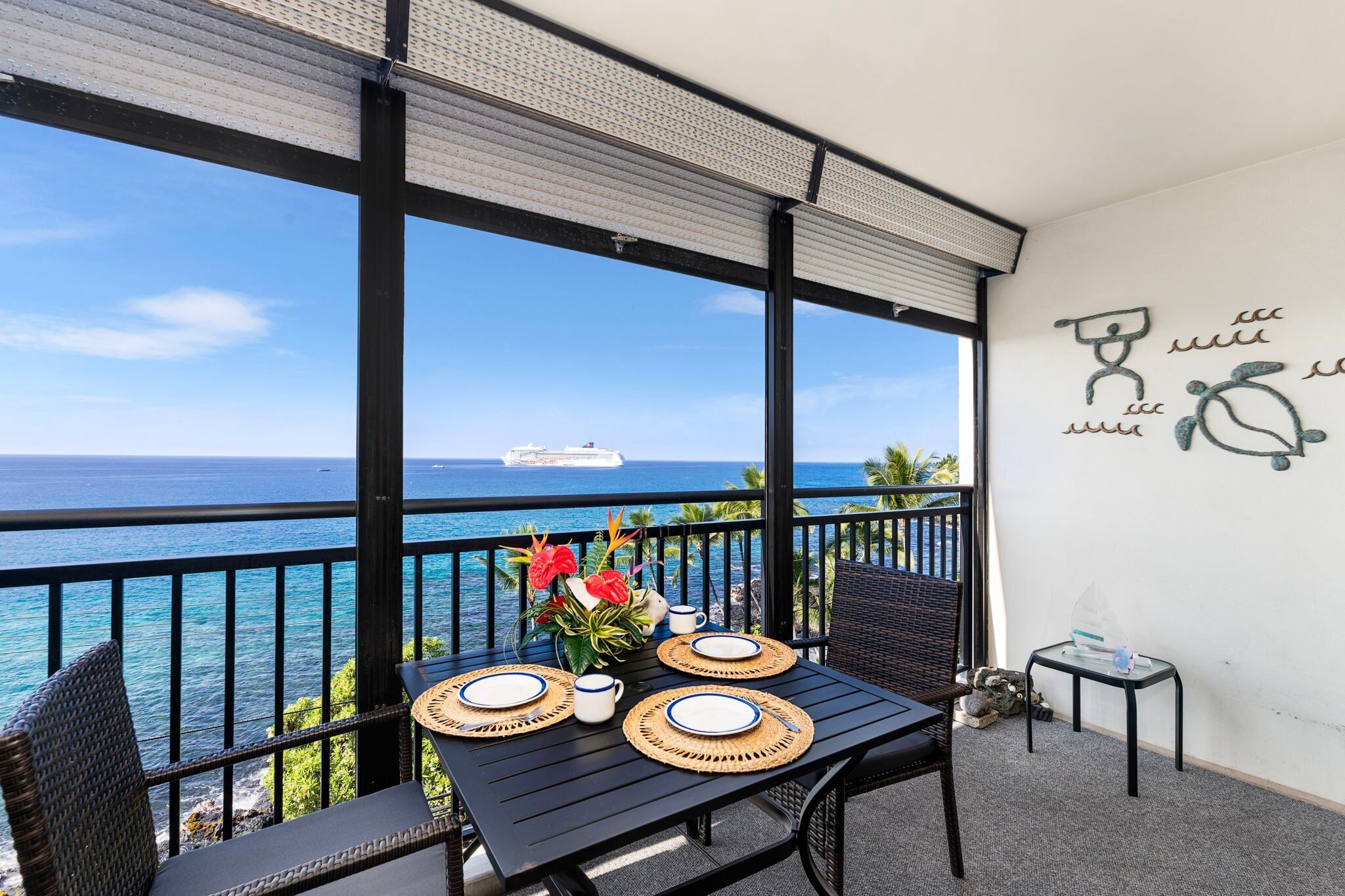 Lejlighed - flere senge - køkken - havudsigt (Kona Alii 504) | Hawaiiansk terrasse