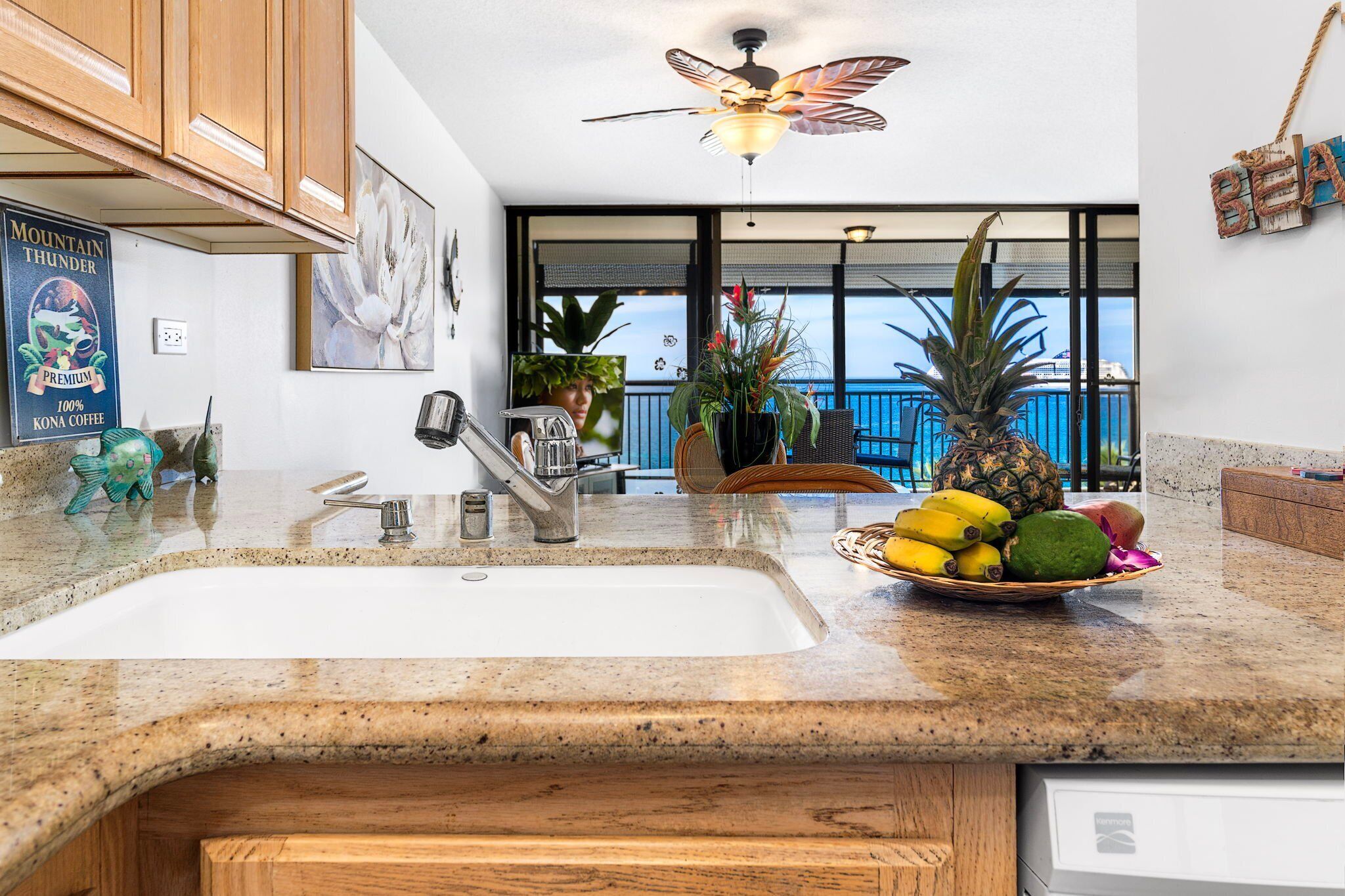 Condo, Multiple Beds, Kitchen, Ocean View (Kona Alii 504) | Private kitchen | Coffee/tea maker