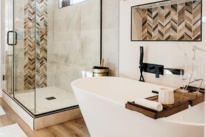 Shower, hair dryer, bidet, towels - Upscale Retreat in LoHi 4Bd 4.5 Ba, Gym Theatre Rooftop, Near Coors Field (Denver)