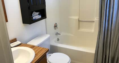 Modern 2-bedroom condo with AC, two short blocks to AMP