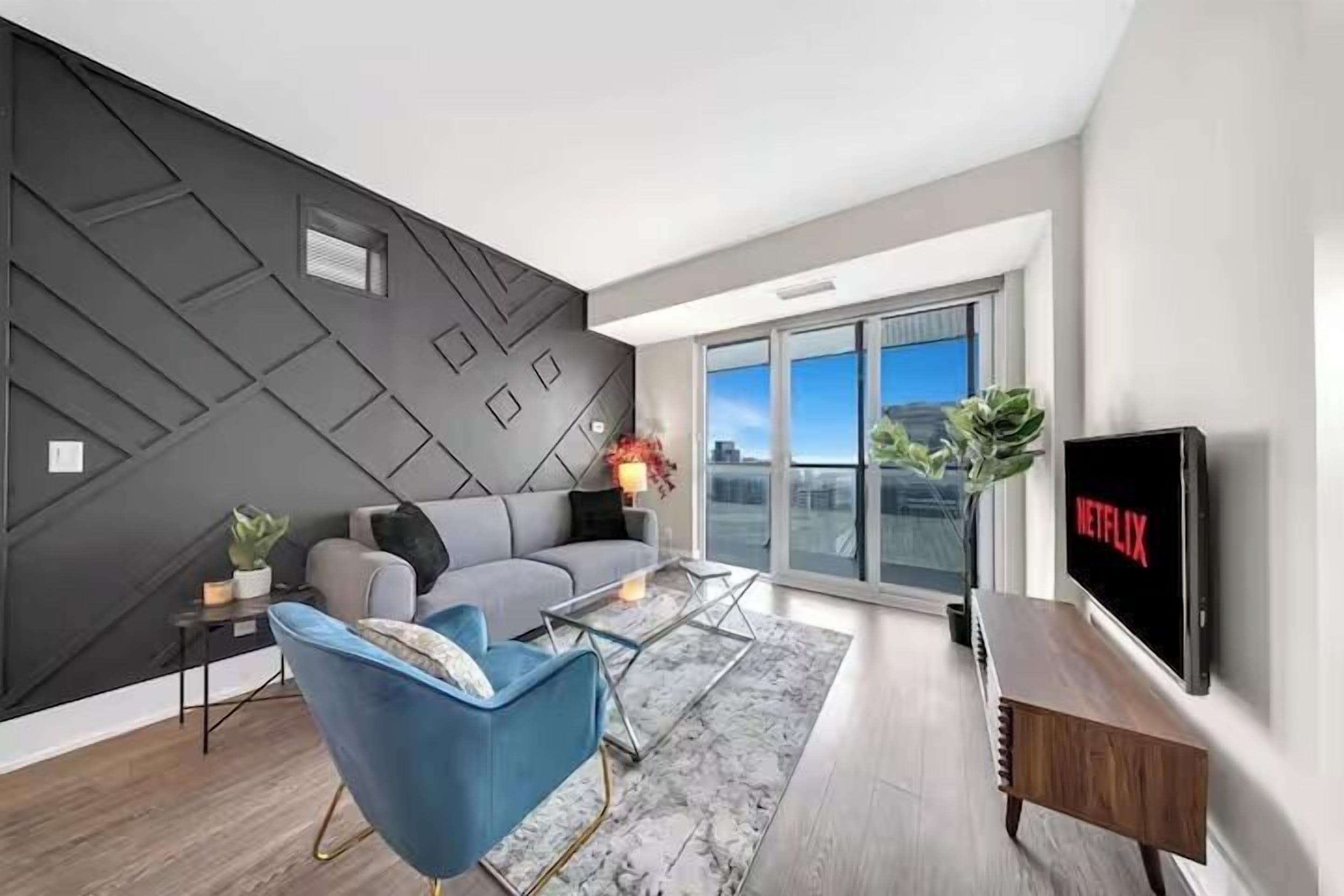 Design Apartment, City View | Living area | 50-inch Smart TV with digital channels, Netflix, streaming services