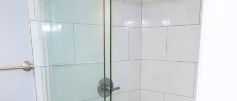 Hair dryer, towels, soap