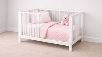 2 bedrooms, desk, iron/ironing board, travel cot