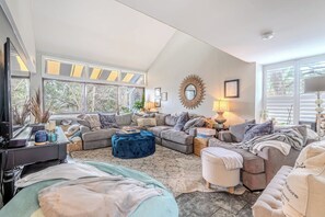 TV - Spacious 3BR Home | Walk to Coligny & Beach | Pool (Hilton Head Island)