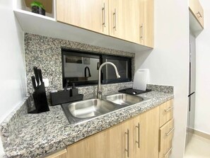 Fridge, microwave, oven, stovetop - Oasis Villa 2B Private Pool Downtown PC (Punta Cana)