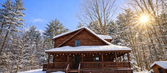Log Cabin w/ Wraparound Porch & Scenic Train Views