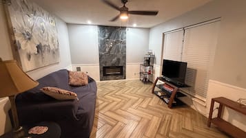 Televisión y chimenea