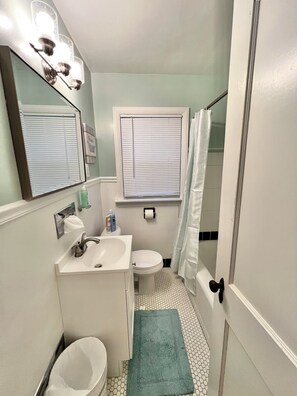 シャワー、タオル、石鹸、トイレットペーパー