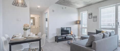 Deluxe-huoneisto, kaupunkinäköala | Oleskelualue