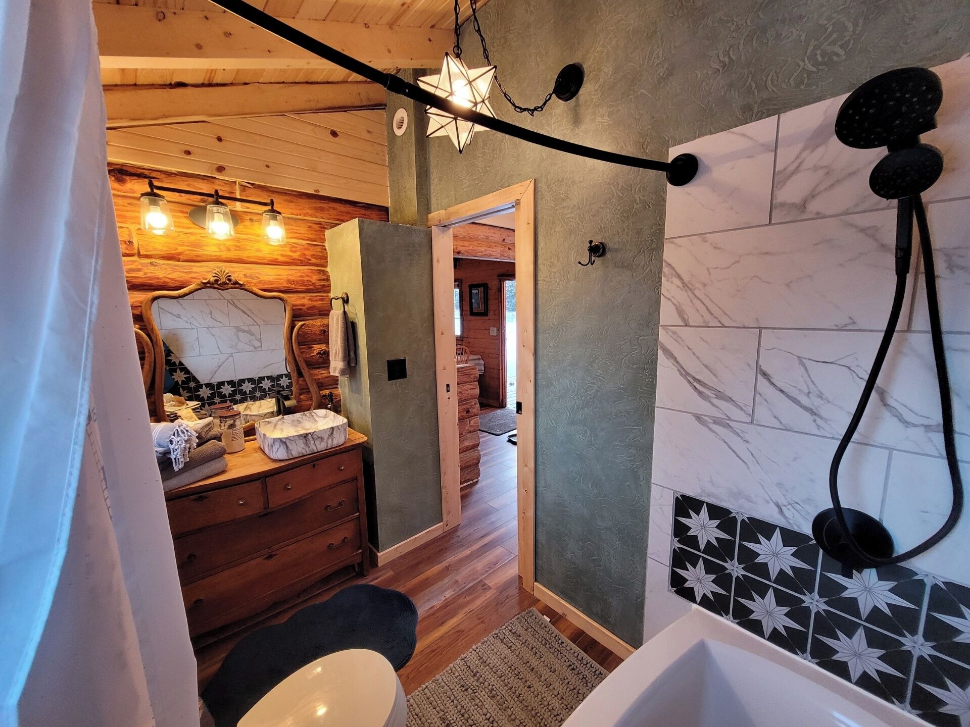 Douche, serviettes fournies