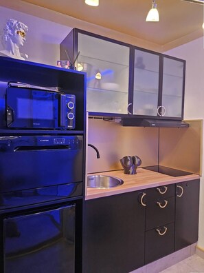 Fridge, microwave, dishwasher, cookware/dishes/utensils - MEDUSE - Studio Héliopolis C29 - Luxury - 2 people (AGDE)