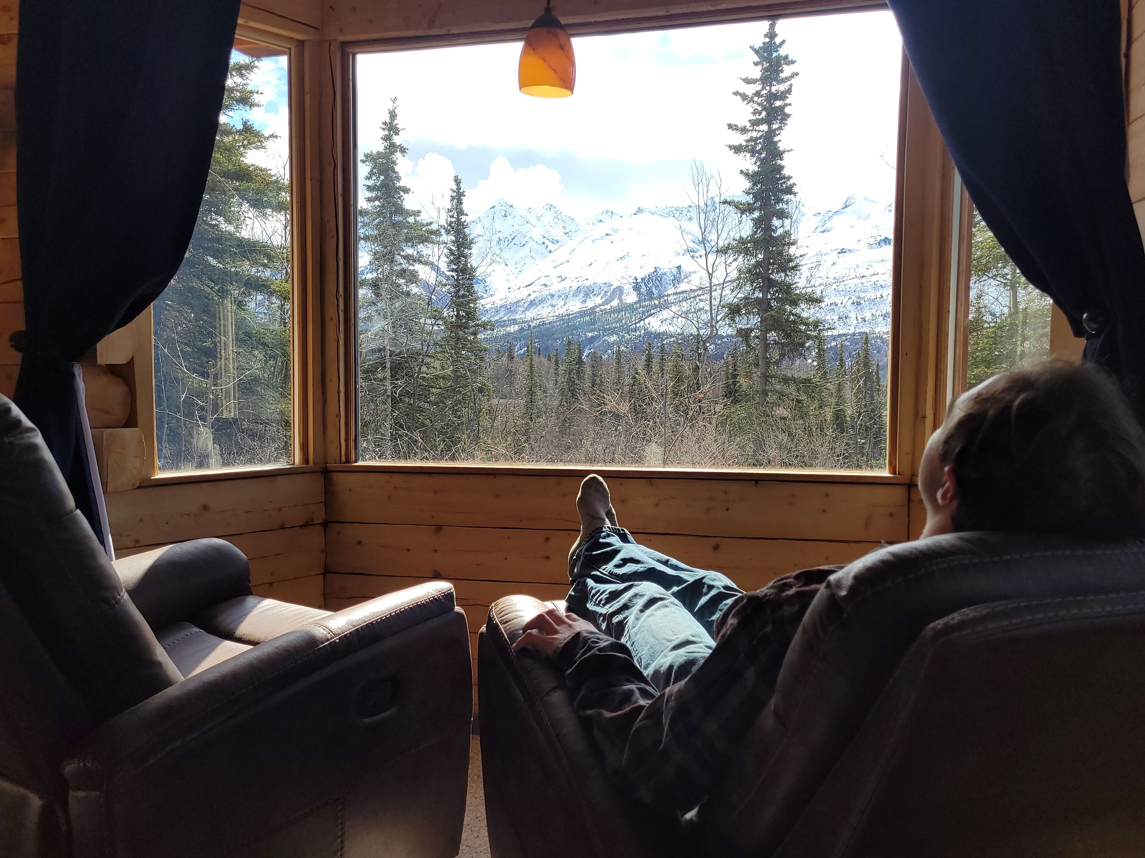 Mökki, useita sänkyjä, vuoristonäköala | Oleskelualue