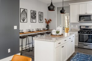 Fridge, microwave, oven, stovetop - Modern Westside Retreat | 5 Min to Blue Ridge Parkway | 15 Min to Biltmore & Downtown Asheville (Fairview)