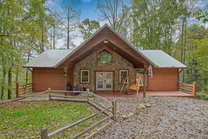 Exterior - Cabin Royale | Long-Range Mountain Views + Hot Tub | Game Room Bar | Fire Pit | Pet-Friendly (Waynesville)
