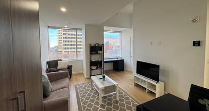 Cozy 2-bedroom condo in enchanting Edmonton with AC and gym access
