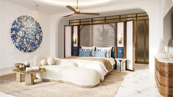 Frette Italian sheets, premium bedding, free minibar items, in-room safe