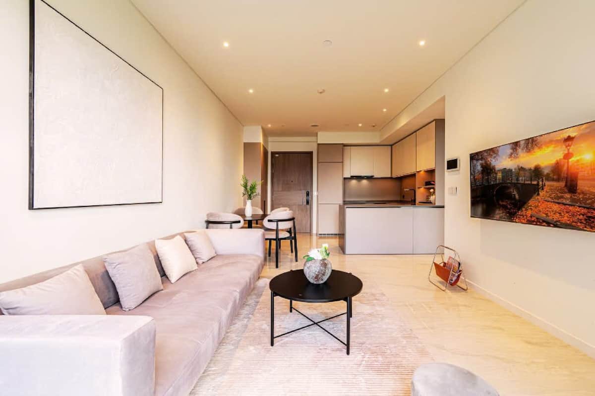 Luxury Apartment, 1 Bedroom, Kitchen, City View | Living area | 55-inch Smart TV with digital channels