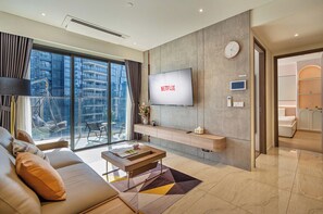 Luxury Apartment, 2 Bedrooms, Kitchen, City View | Living area | 55-inch Smart TV with digital channels - Moon Metropole The Opera Residence (Ho Chi Minh)