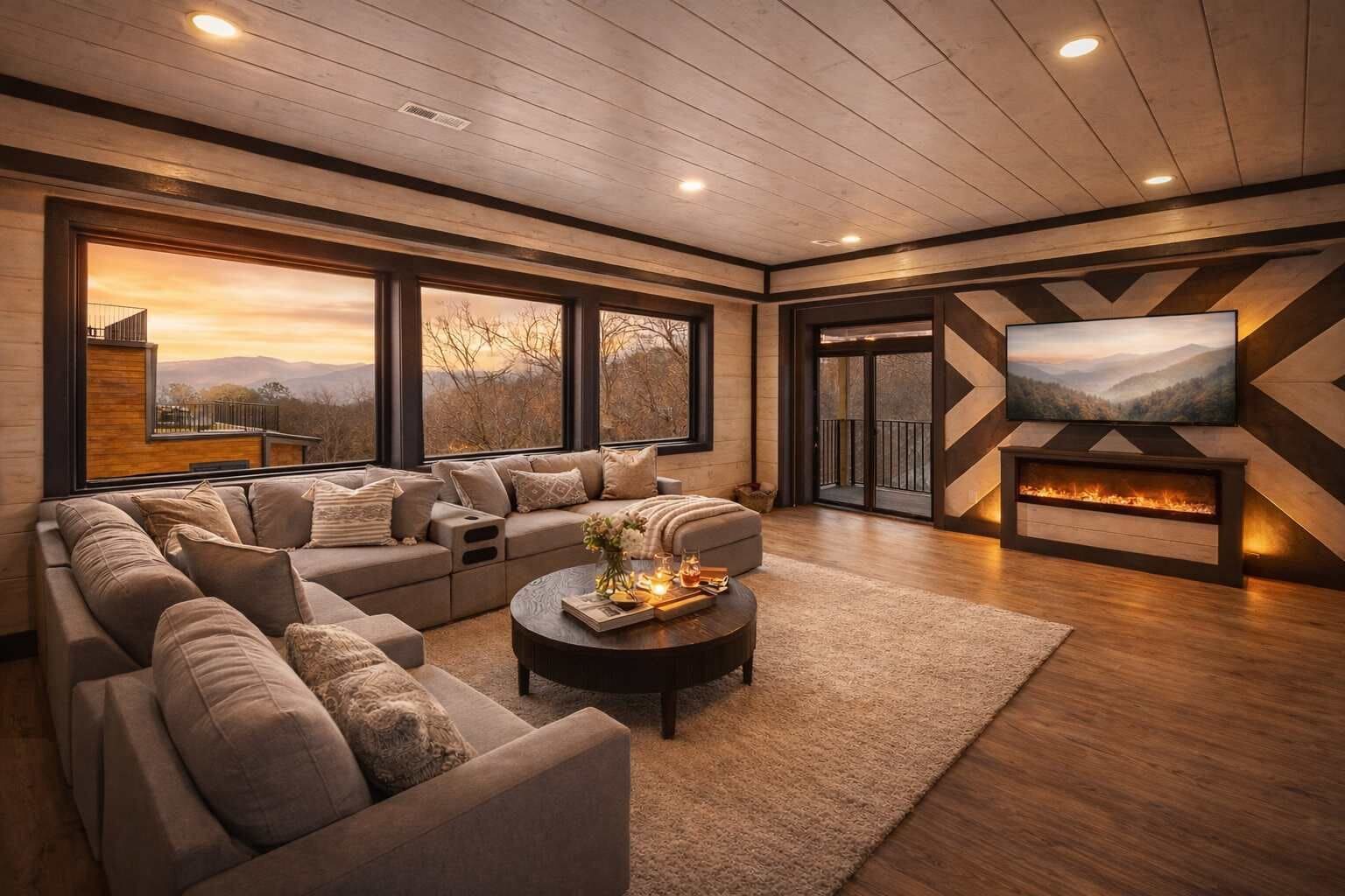 TV, fireplace, foosball, offices