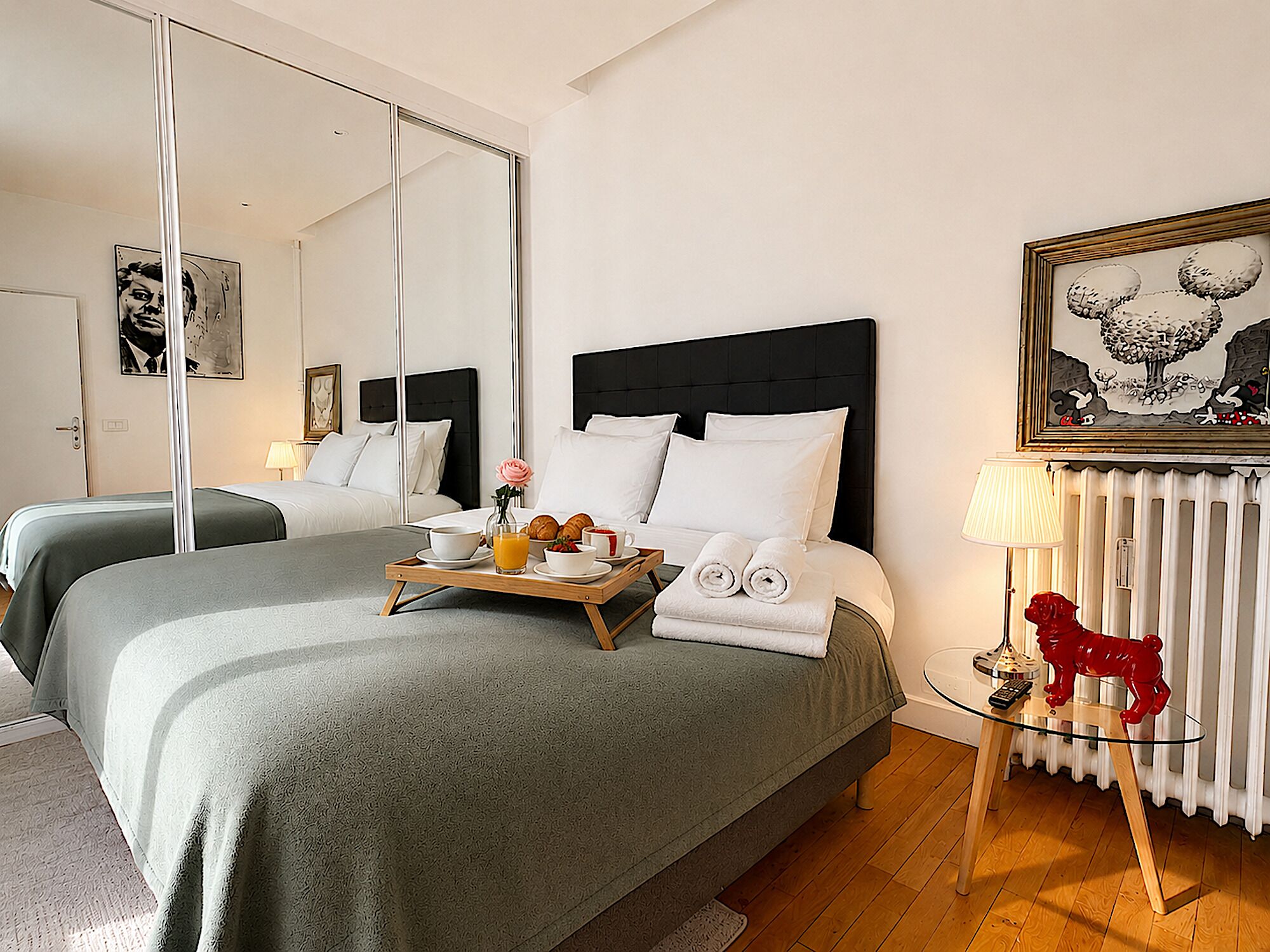 2 habitaciones, tabla de planchar con plancha y wifi gratis 