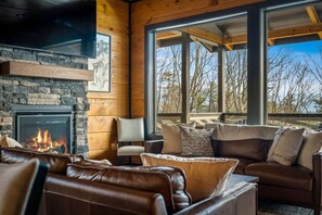 TV, fireplace - New! 5BR Pool Cabin w/MTN Views! Hot Tub*Fire Pit (Sevierville)