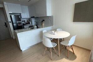 Dining - Elegant 1BR Apartment at Binghatti Corner with 2 Baths, Pool & Gym, JVC Dubai (Dubai)