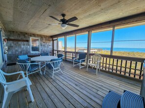 Outdoor dining - Captain's R&R - 5 BR Oceanfront Home w/Private Pool & Hot Tub - Dogs Allowed (Southern Shores)
