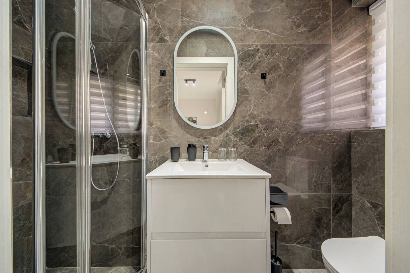 Hair dryer, towels, toilet paper