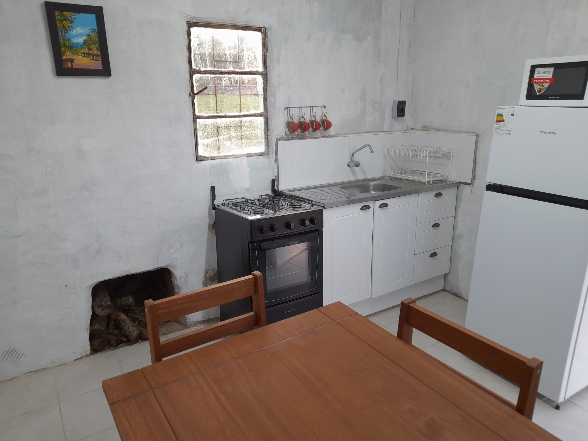 Fridge, microwave, oven, cookware/dishes/utensils