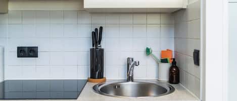 Leilighet, 1 queensize-seng med sovesofa, kjøkken, byutsikt | Eget kjøkken