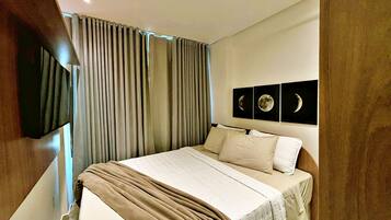 Appartement | Rideaux d’obscurcissement, accès au Wi-Fi (inclus), literie fournie