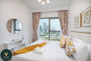 Apartamento superluxo, sacada, vista para a cidade | Roupas de cama de algodão egípcio, roupas de cama premium