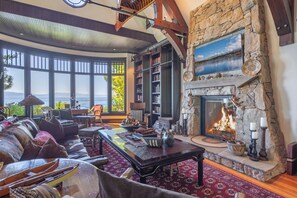 Fireplace - Tewesi Manor | Historic Tahoe Lakefront w/ Private Pier (Carnelian Bay)