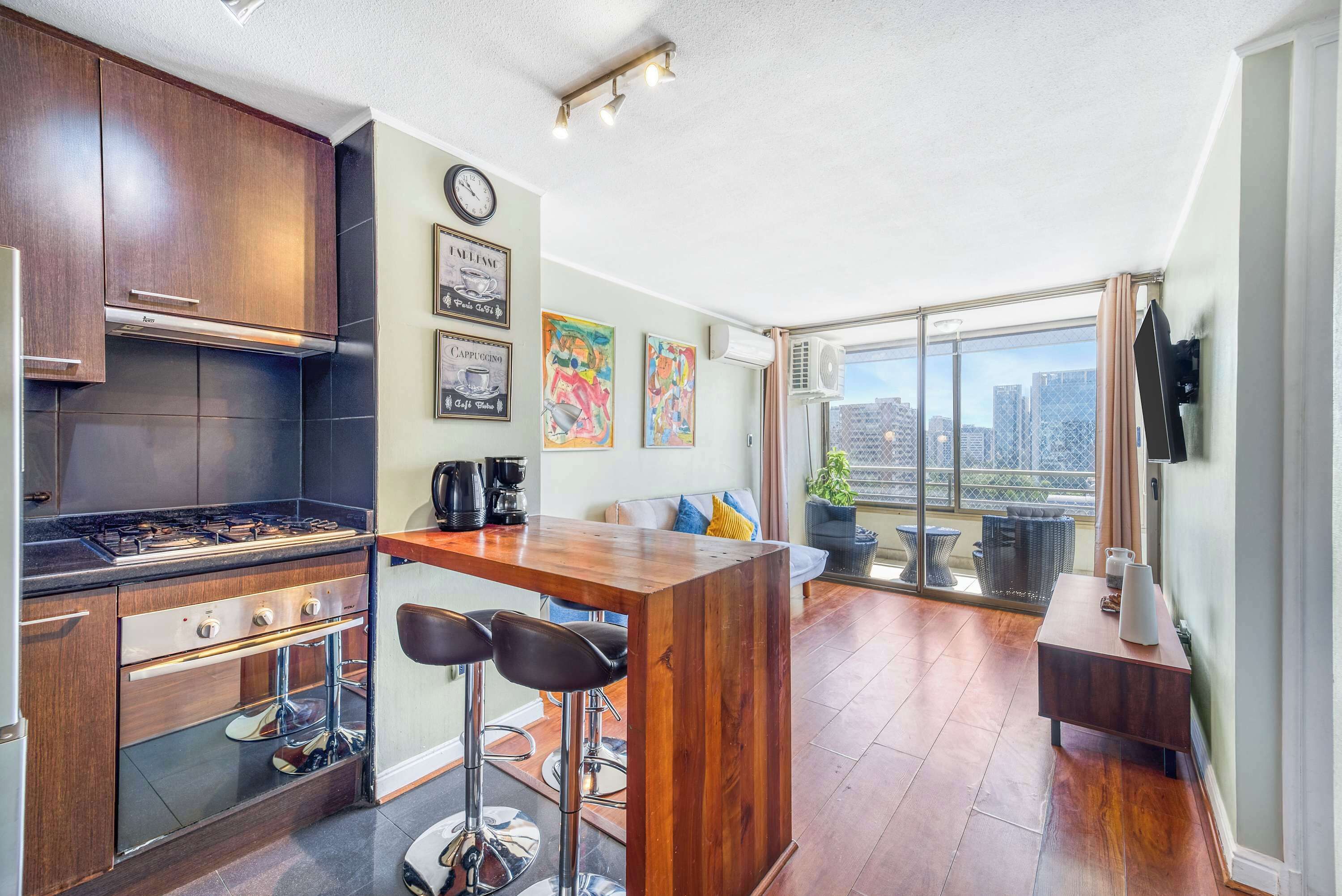 Fridge, microwave, stovetop, toaster