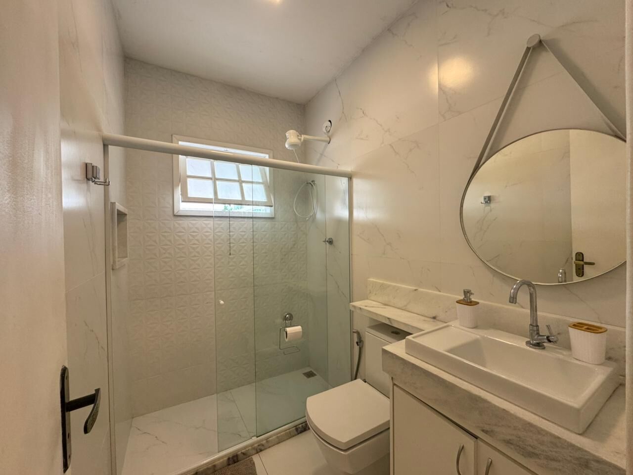 Hair dryer, towels, toilet paper