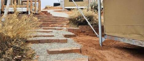 Tente, patio, vue montagne | Enceinte de lâhĂ©bergement