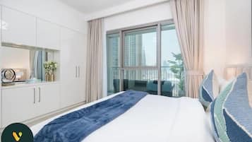 Căn hộ Cao cấp, ban công, quang cảnh thành phố | Bộ trải giường bằng vải cotton Ai Cập, bộ đồ giường cao cấp