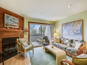 TV, fireplace, offices - Walk to Beach! | 4BR Condo w/ Decks, Views &  BBQ (North Bethany Beach)