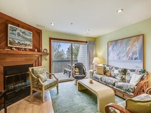 TV, fireplace, offices - Walk to Beach! | 4BR Condo w/ Decks, Views &  BBQ (North Bethany Beach)
