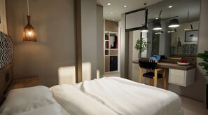 Kahden hengen standard-huone, parveke, näköala puutarhaan | Tallelokero huoneessa, työpöytä, pimennysverhot, äänieristys