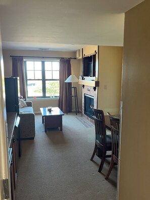 Smart TV, fireplace, video games, table football