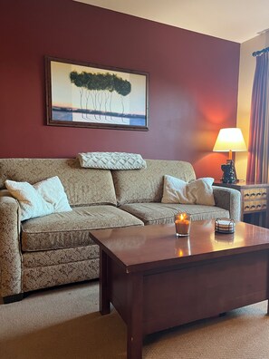 Smart TV, fireplace, video games, table football