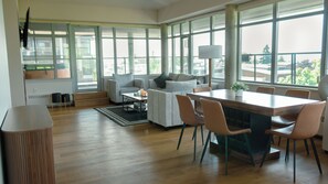 Penthouse, Ocean View | Living area | Fireplace