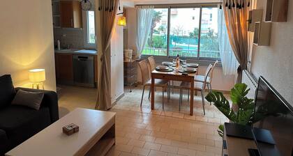 JOLI APPARTEMENT 2 PIECES AVEC UNE GRANDE CHAMBRE ET VUE SUR CHENAL ET PISCINE