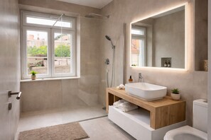 Shower, hair dryer, towels, soap - Adriatic View Oceanfront Apt • Walk to Old Town (Dubrovnik)