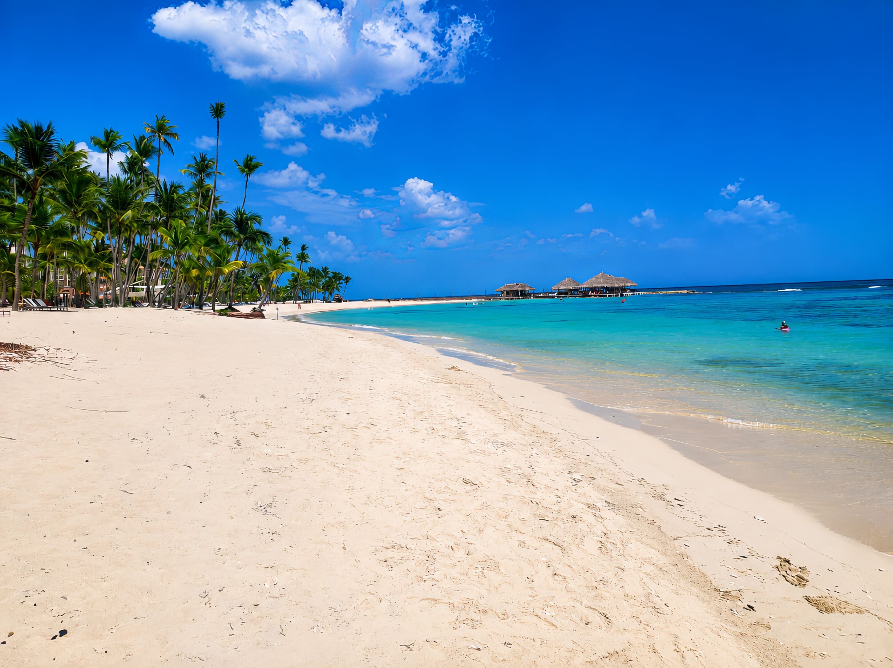 On the beach, sun loungers, beach towels