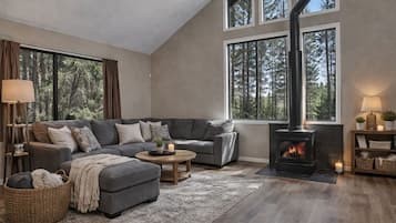 Televisión y chimenea