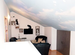 Apartment (Three Bedroom Apartment with Terrace) | Living room | 32-inch flat-screen TV with cable channels - Apartments Ad Astra (Vodice)