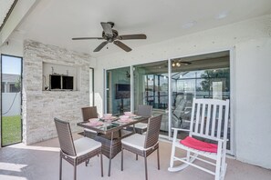 Outdoor dining - Dog-Friendly Cape Coral Home: Private Pool! (Cape Coral)