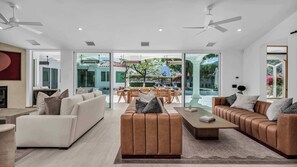 TV, fireplace, stereo, offices - The Mediterranean Racquet Estate- 6br Palm Springs Retreat with Private Pool & Spa (Palm Springs)